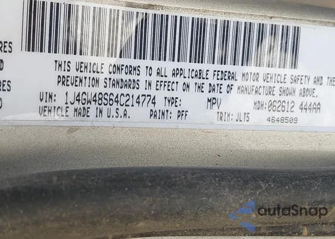 2004 Jeep Grand Cherokee Laredo z USA, uszkodzony, nr VIN 1J4GW48S64C214774
